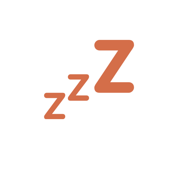 three letter Zs of increasing size in orange against a white background, to signify sleep 